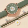 Montre Verte Fleurie Avec Bracelet