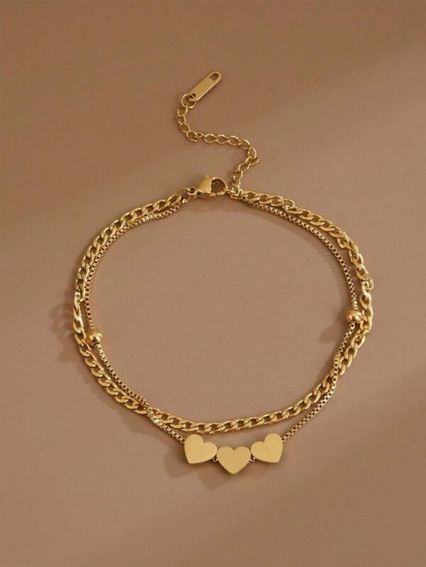 Bracelet de cheville 3 cœurs