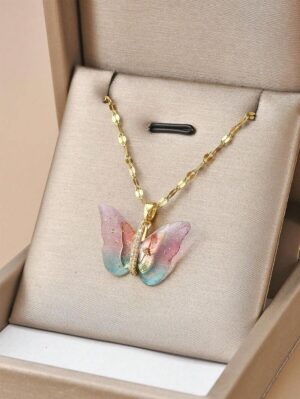 Collier papillon couleurs dégradées